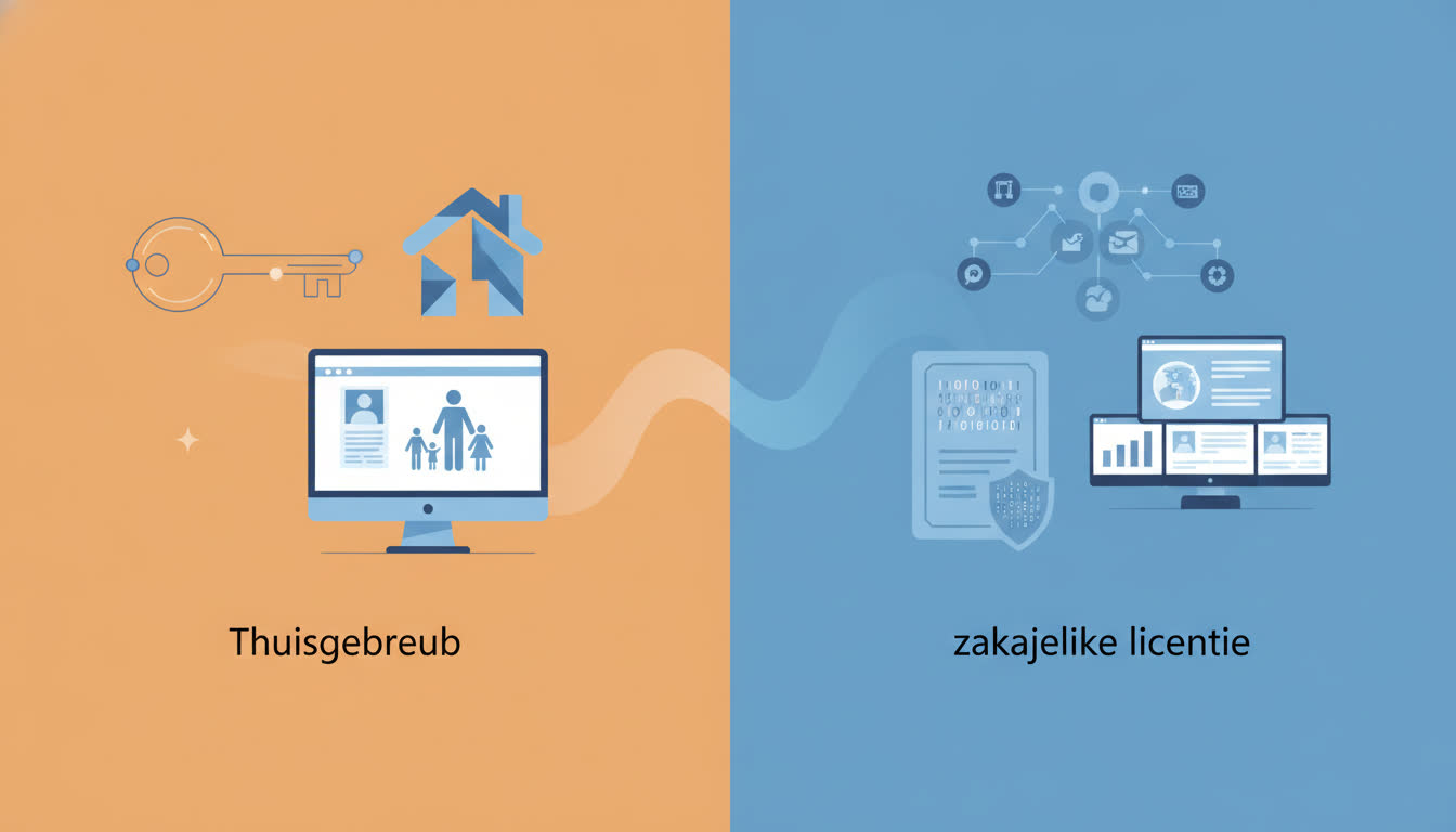 thuisgebruik versus zakelijke licentie — illustratie bij blogartikel